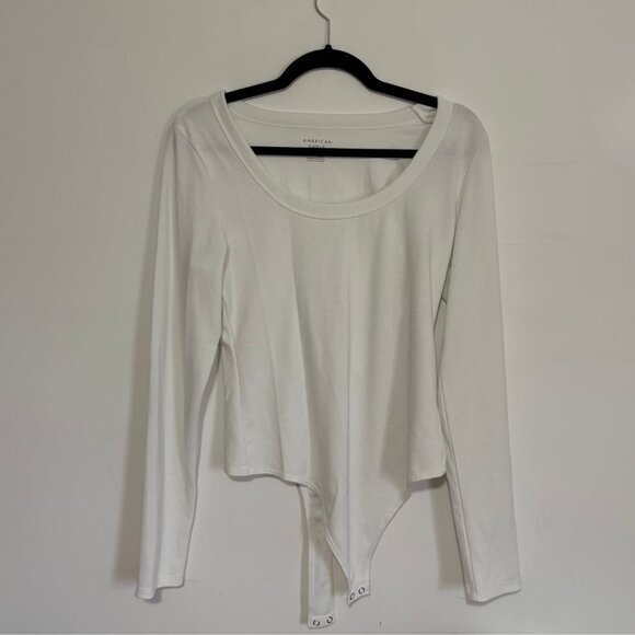 American Eagle White Long Sleeve Bodysuit - Size Large - Picture 1 of 8